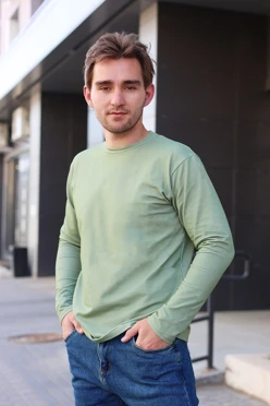 Купить лонгслив Фрэнсис унисекс однотонный (хлопок) хаки