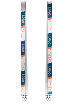 Купить ленту для бейджа блекаут ширина 2,5 см, с двумя карабинами-люкс, с печатью "Logo"