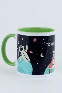 Кружка цветная внутри с цветной ручкой, с принтом "To the moon"#1