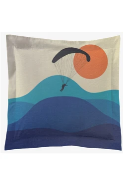 Купить подушку с бордюром 50х50 см, с принтом "Sunset in the ocean"