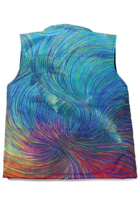 Жилет Портер на синтепоне со стежкой унисекс, с полной запечаткой "Wave"#2