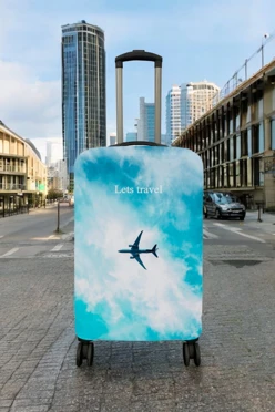 Купить чехол для чемодана (L) с принтом "Lets travel"