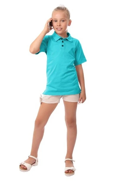 Купить футболку поло Декстер детскую голубую