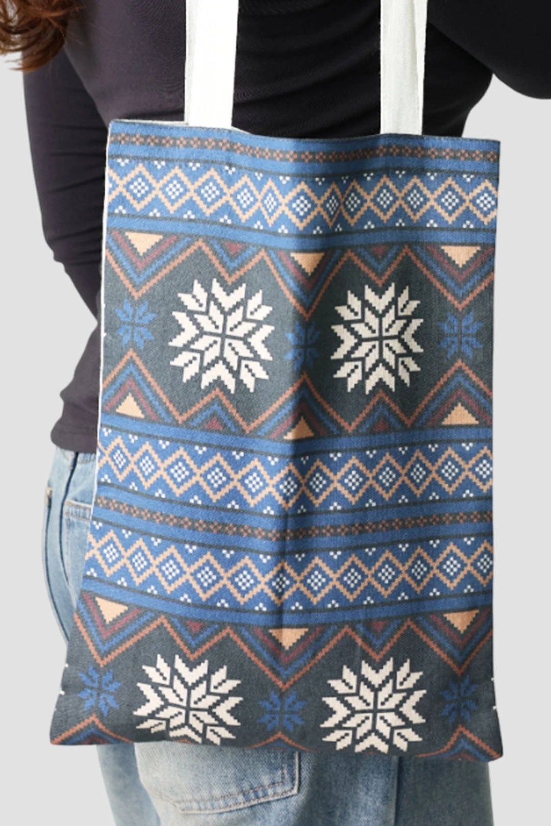 Сумка Айрис из льна 25х35 см, с принтом на одной стороне "Dark ornament"#1