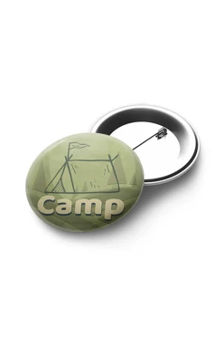Значок закатной диаметр 37 мм, с принтом "Camp"#1