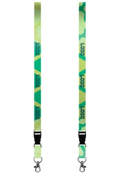 Купить ленту для бейджа блекаут ширина 2 см, с карабином-люкс и трезубцем, с печатью "Logo"