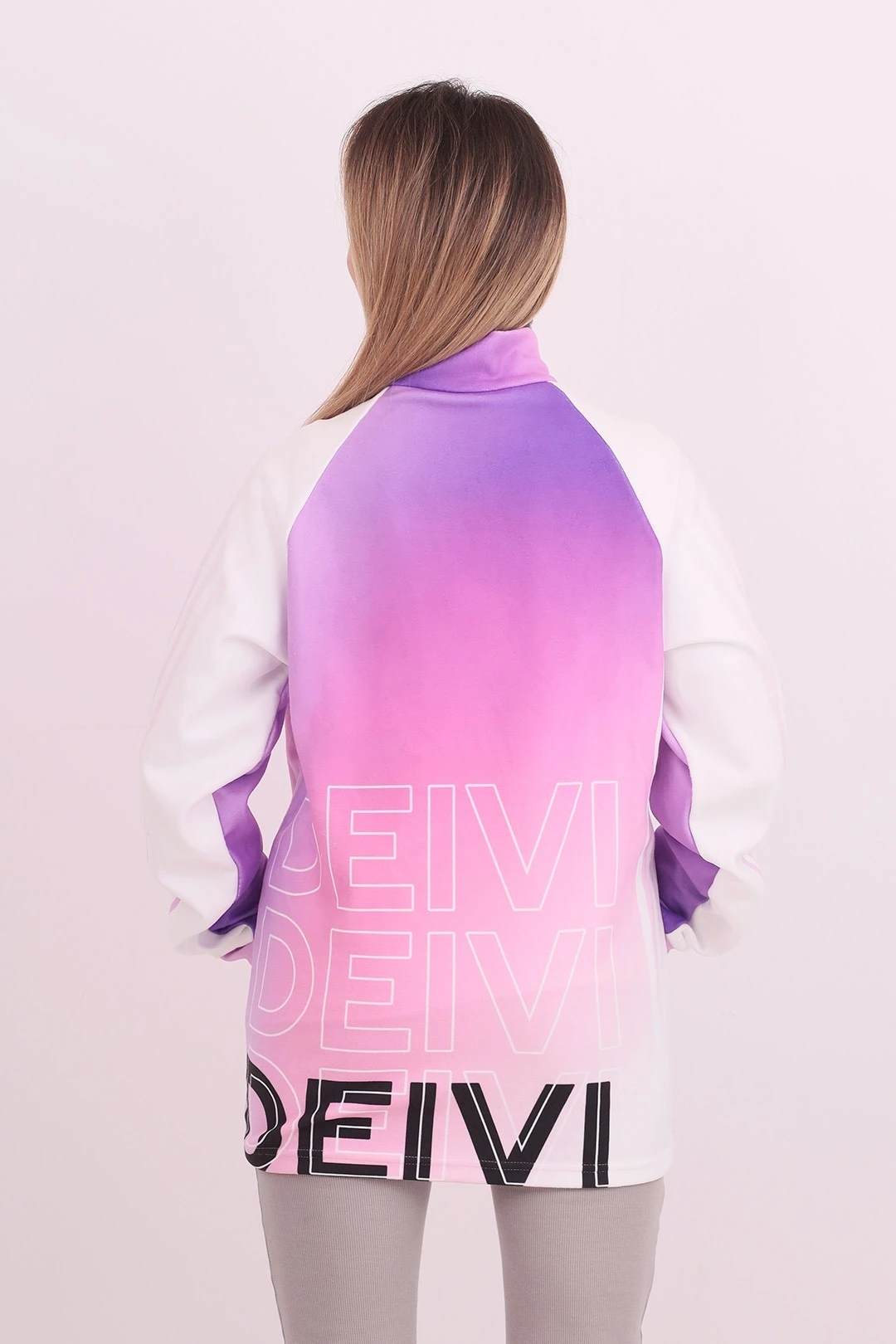 Толстовка Дэйви унисекс из флиса с полной запечаткой "Pink gradient"#1