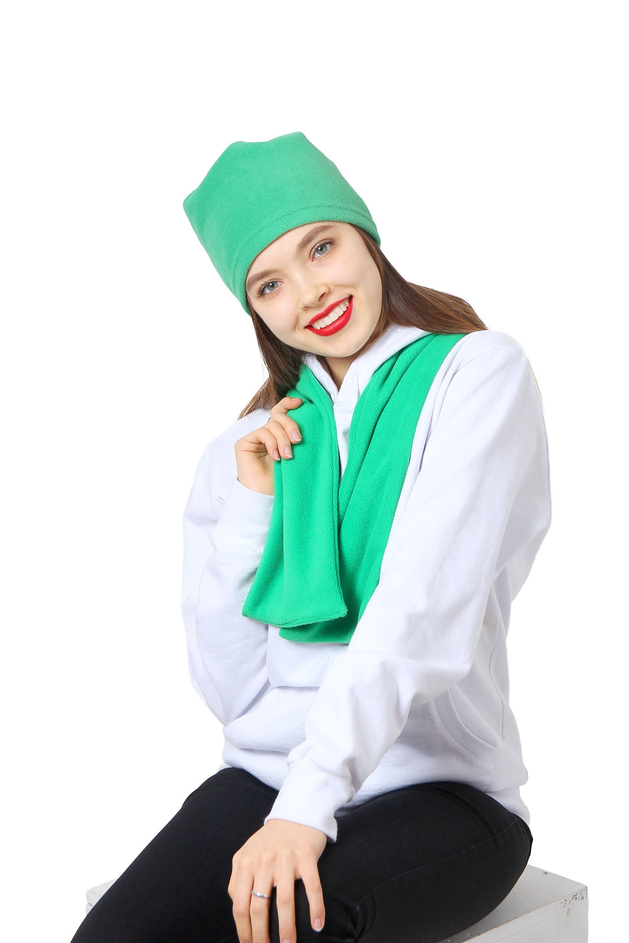 Шапка Вайт флисовая однослойная взрослая, однотонная зеленая#1 Шапка Вайт флисовая однослойная взрослая, однотонная зеленая#1