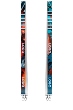 Купить ленту для бейджа блекаут ширина 2 см, с двумя карабинами-люкс, с печатью  "Logo"