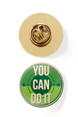 Значок заливной Круг диаметр 17 мм, с принтом "You can do it"#2