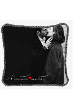 Купить подушку с кантом 30х30 см, с принтом "Love you"
