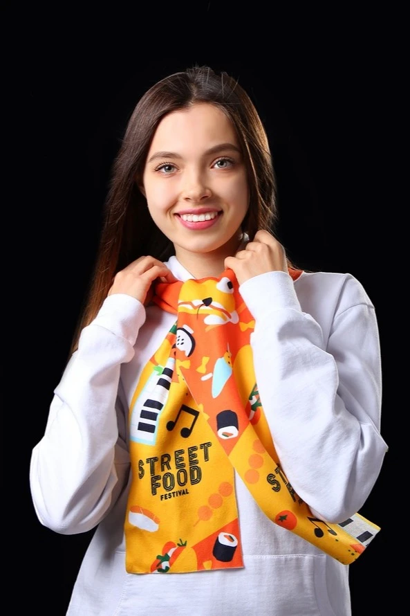 Купить шарф 15х150 см (однослойный) "Street food"