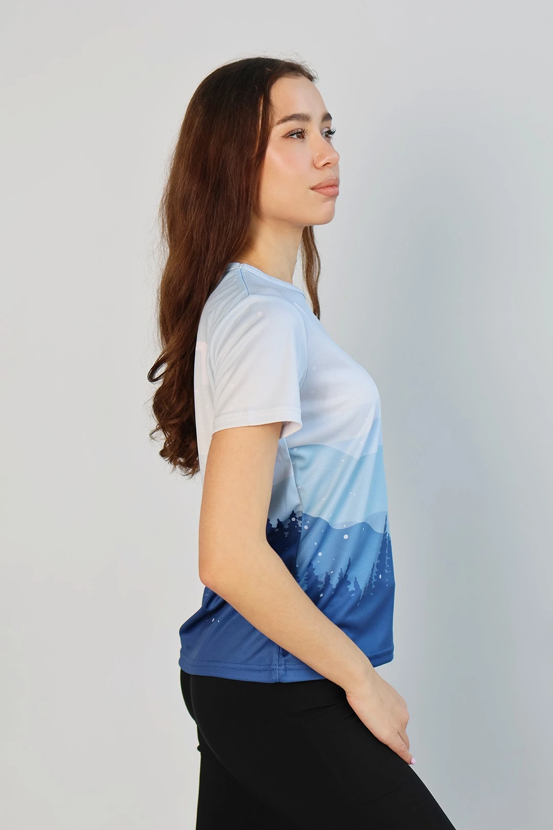 Футболка Гэлэкси женская из ложной сетки с полной запечаткой "Snow!"#1