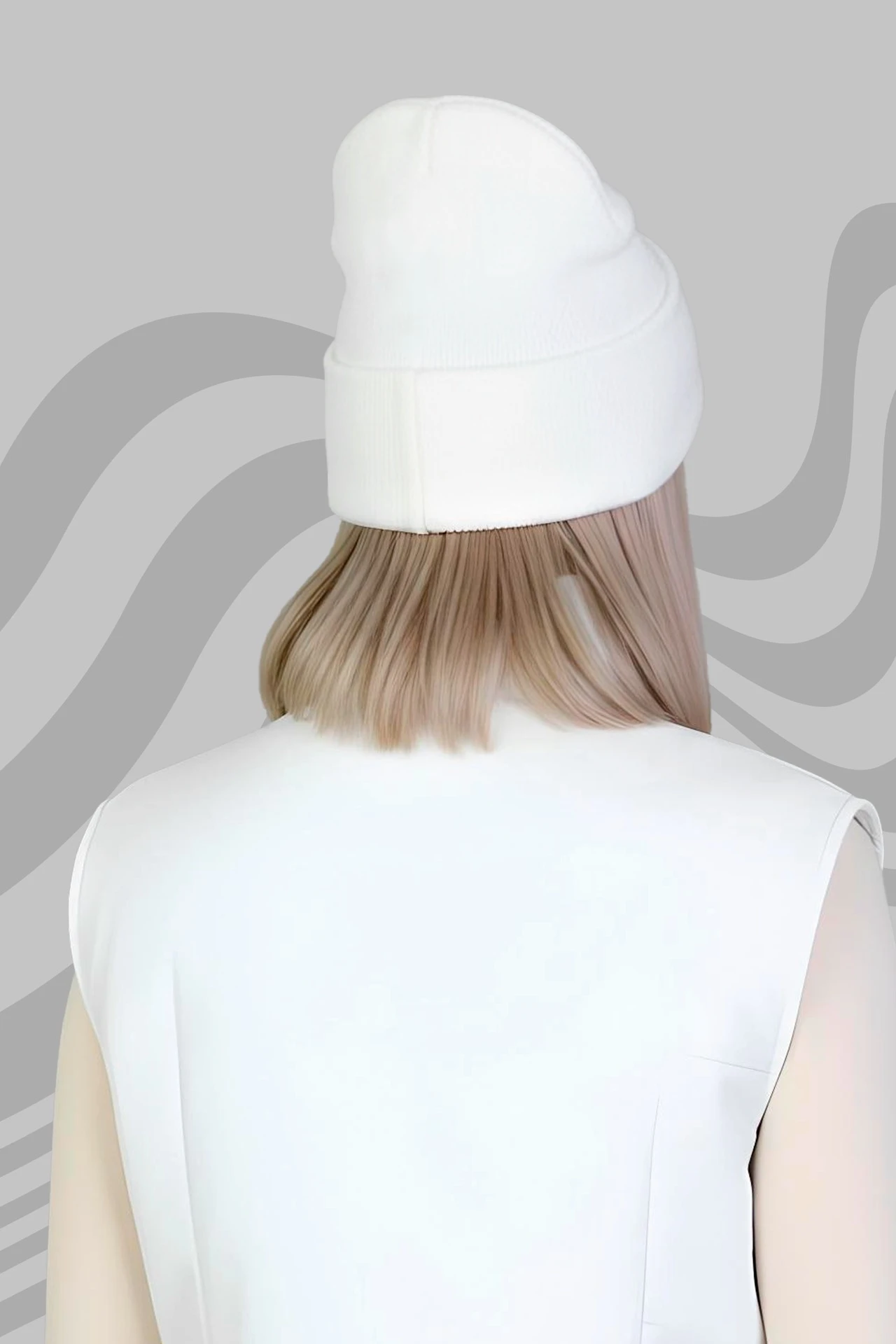 Шапка Филл двухслойная взрослая, однотонная белая#2