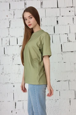 Купить футболку Мерфи оверсайз унисекс однотонную хаки (хлопок)