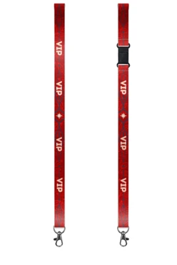 Купить ленту для бейджа блекаут ширина 2,5 см, с карабином-люкс и замком безопасного разрыва, с печатью "VIP"