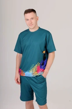 Купить футболку Теренс оверсайз унисекс с полной запечаткой (хлопок) "Tropical minimalism"