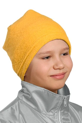 Шапка Вайт флисовая однослойная детская, однотонная желтая#1 Шапка Вайт флисовая однослойная детская, однотонная желтая#1