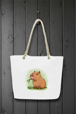 Купить сумку Бора из канваса 45х35х12 см, с принтом "Capibars"