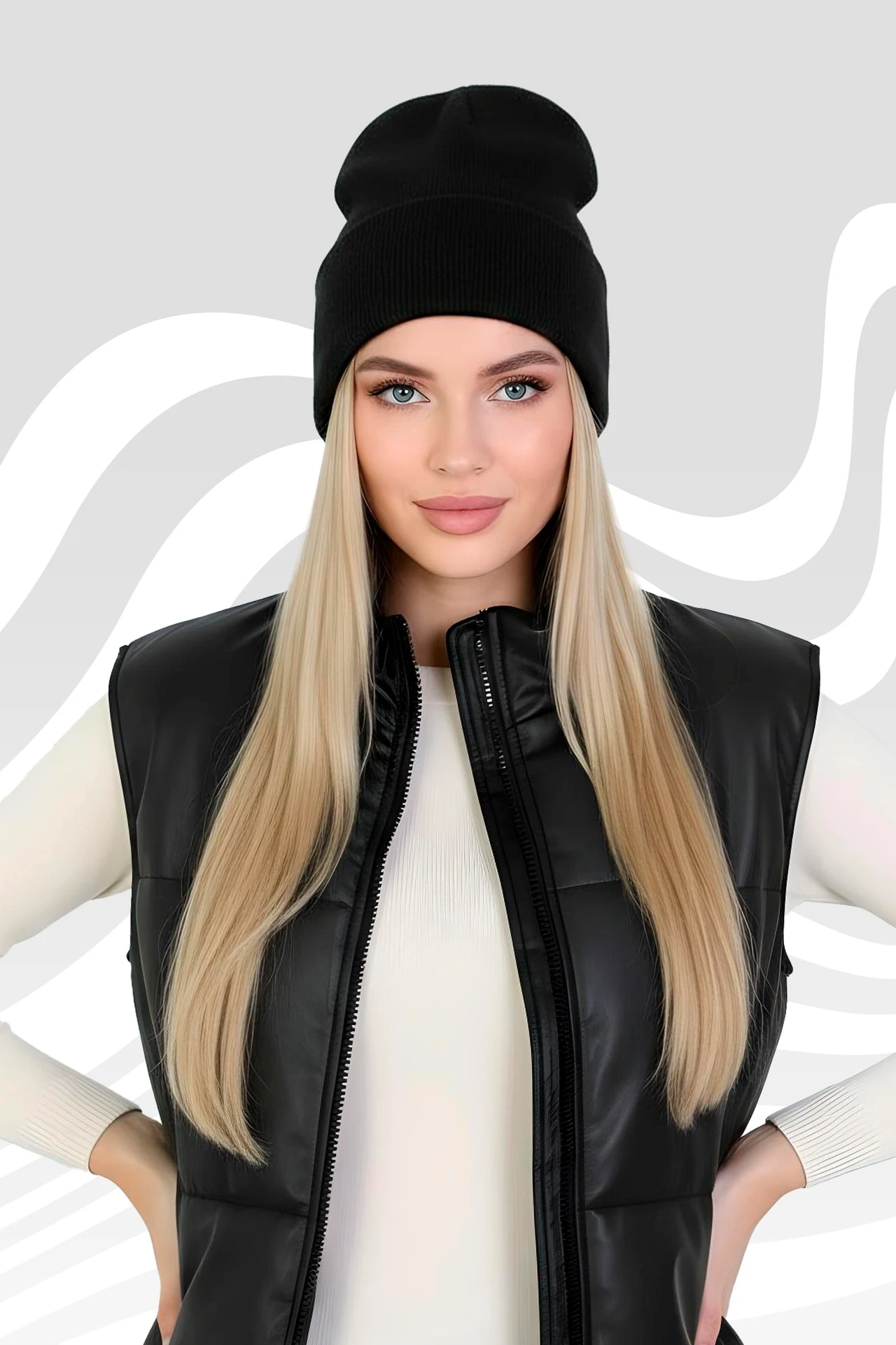 Шапка Филл двухслойная взрослая, однотонная черная#1