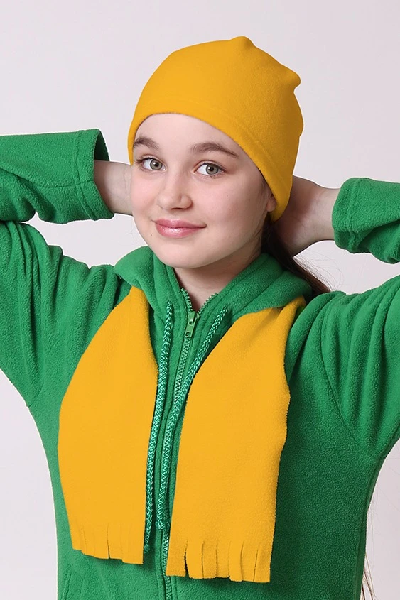 Купить шапку флисовую детскую желтую (однослойную) Купить шапку флисовую детскую желтую (однослойную)