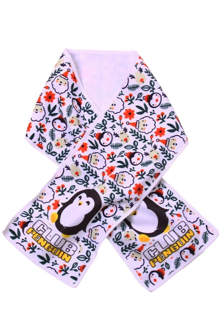 Шарф однослойный утепленный 15х100 см, с полной запечаткой "Club Penguin"#2
