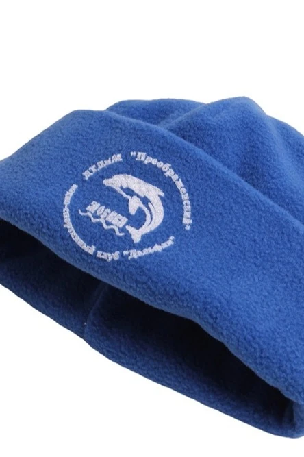 Шапка Вэст флисовая двухслойная взрослая, однотонная "Dolphin" синяя#2