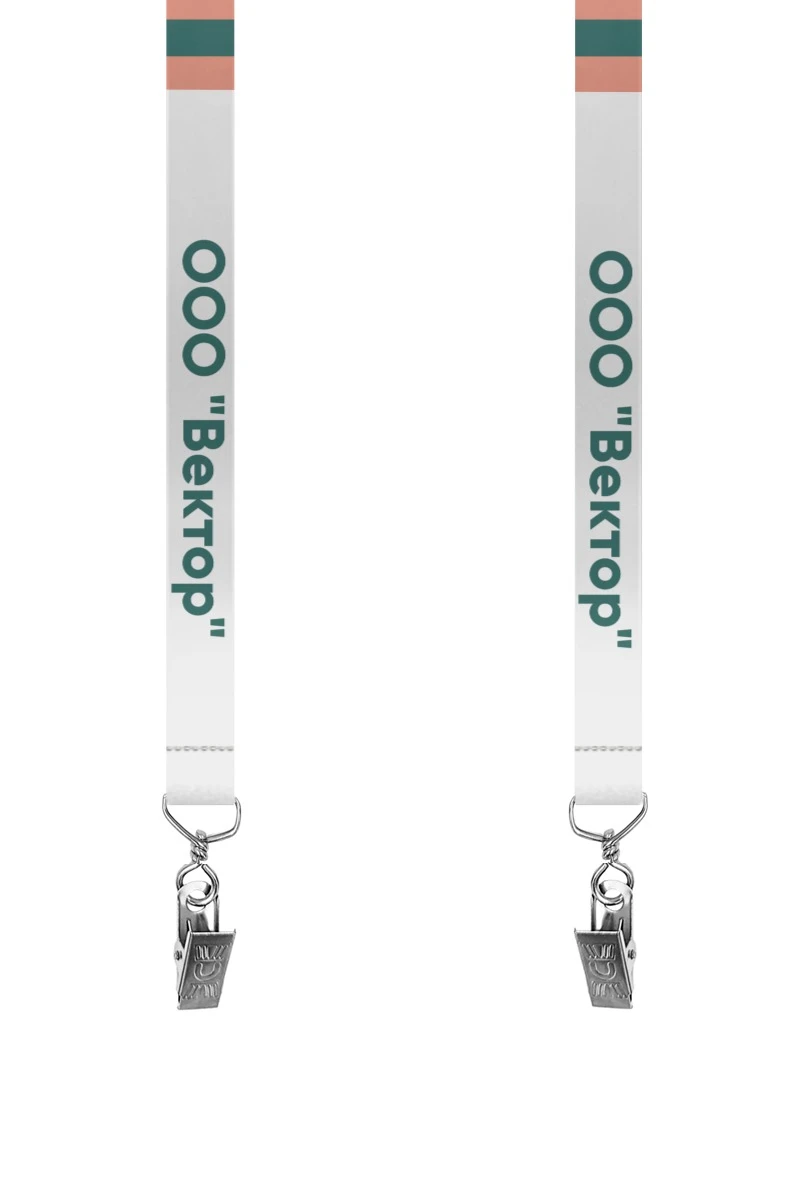 Купить ленту для бейджа атлас ширина 2 см, с клипсой, с печатью "Vector"