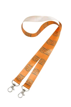 Лента для бейджа атлас люкс ширина 2 см, с двумя карабинами, с печатью#1