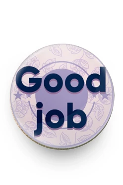 Купить значок заливной Круг диаметр 15 мм, с принтом "Good job"