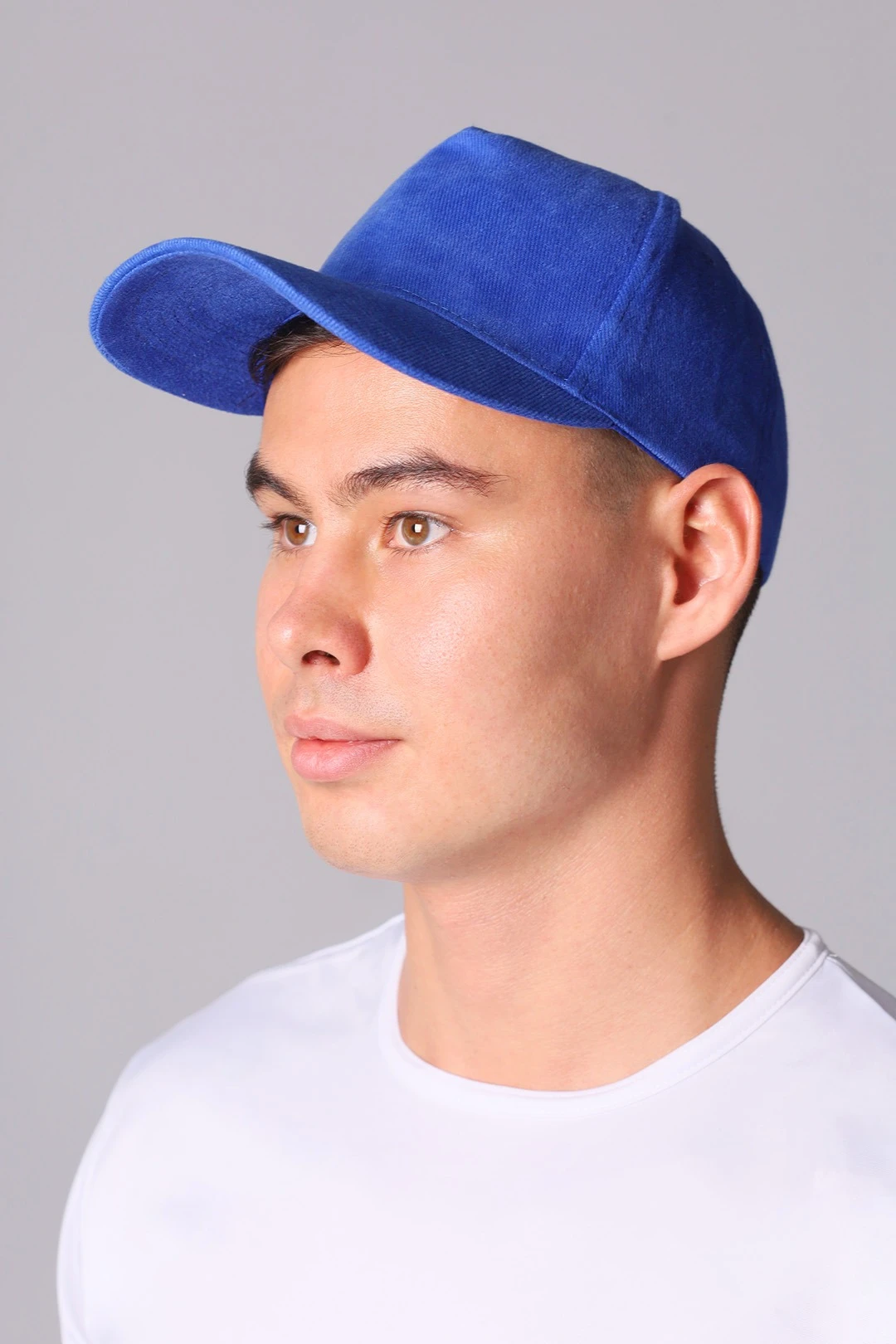 Бейсболка Спайк пятиклинка взрослая, однотонная синяя (хлопок)#1 Бейсболка Спайк пятиклинка взрослая, однотонная синяя (хлопок)#1