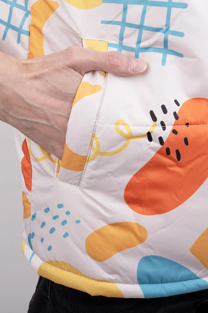 Жилет Диего на синтепоне с капюшоном унисекс, с полной запечаткой "Сrowns"#5