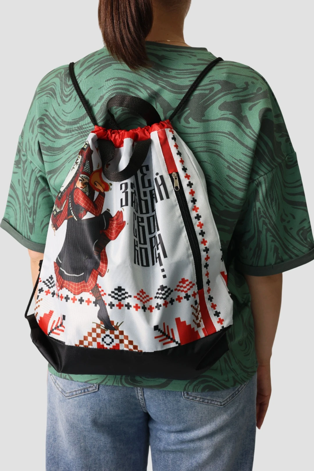 Купить рюкзак Трип на шнурке 35х40х8 см, с принтом "Don't forget your roots"