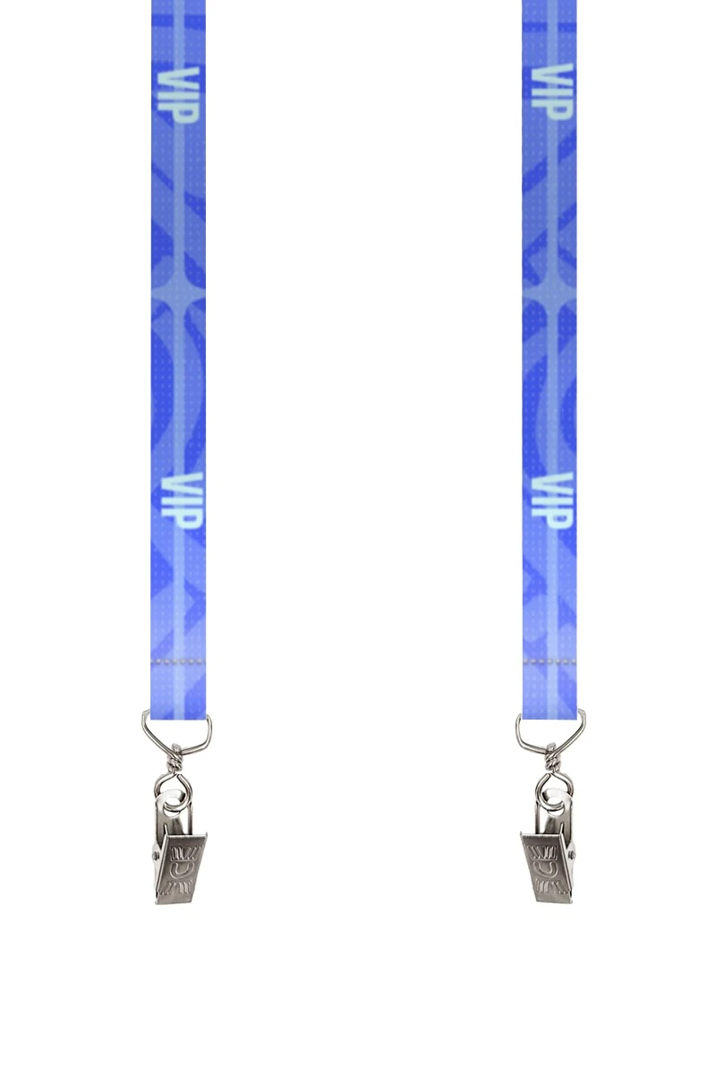 Купить ленту для бейджа блекаут ширина 1,5 см, с клипсой, с печатью "VIP"