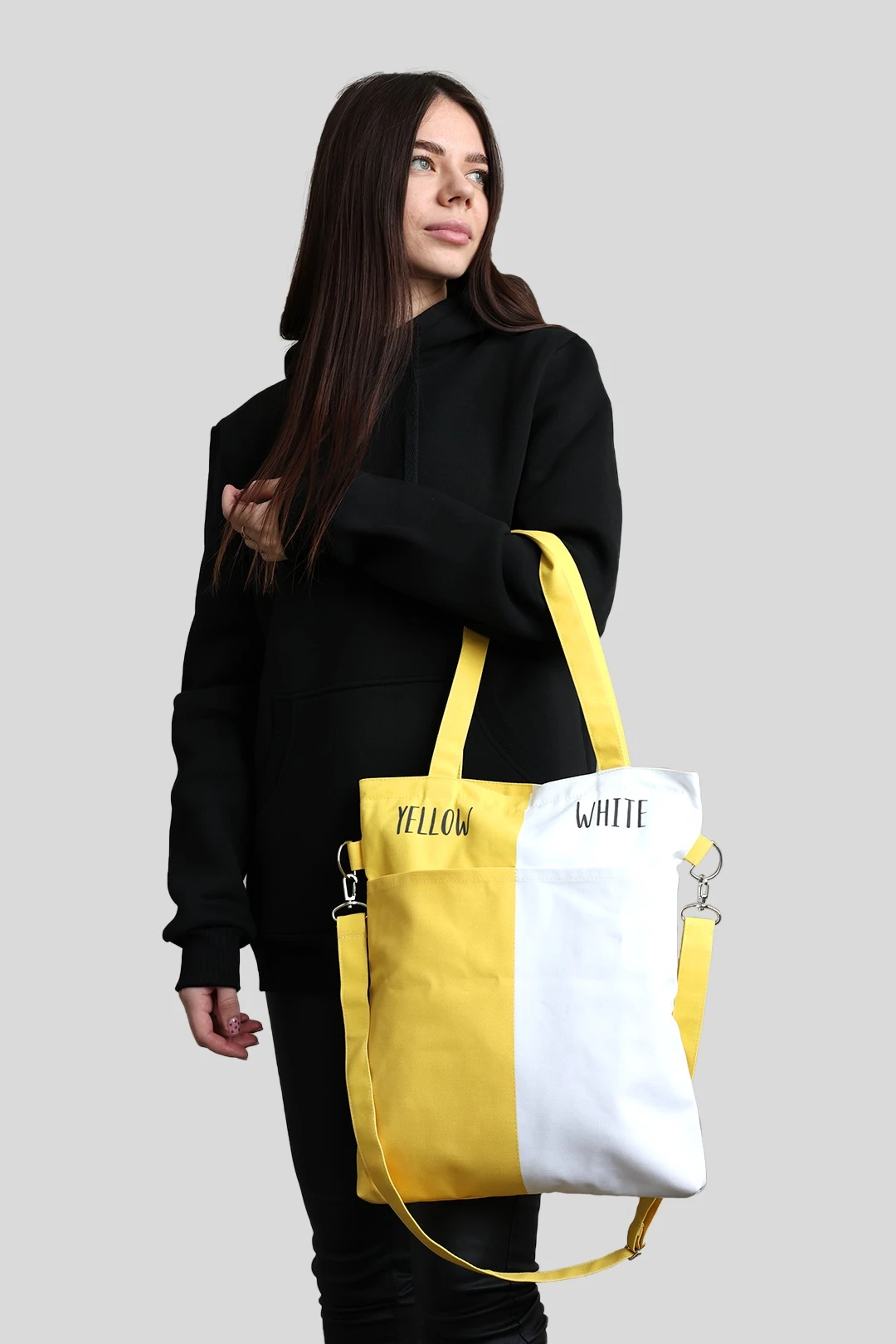 Купить сумку Эдит из саржи 33х38х4 см, печать с двух сторон "Yellow White"