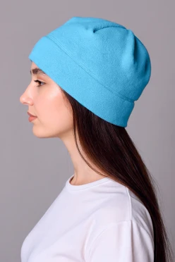 Купить шапку флисовую взрослую голубую (однослойная)