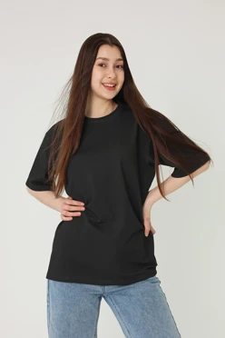 Купить футболку Мерфи оверсайз унисекс однотонную черную (хлопок)