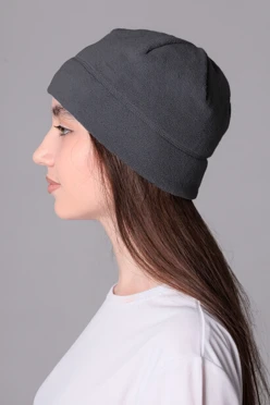 Купить шапку Вайт флисовую однослойную взрослую, однотонную темно-серую