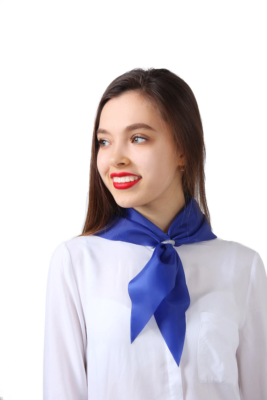 Косынка Лолла из шелка расцвечивания 60х60х90 см, однотонная синяя#3