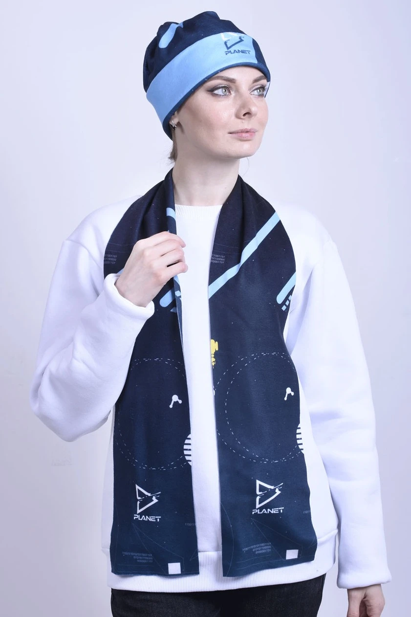 Шарф однослойный утепленный 15х150 см, с полной запечаткой "Planet"#1 Шарф однослойный утепленный 15х150 см, с полной запечаткой "Planet"#1