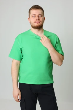 Купить футболку Харди оверсайз унисекс однотонная (хлопок), зеленую