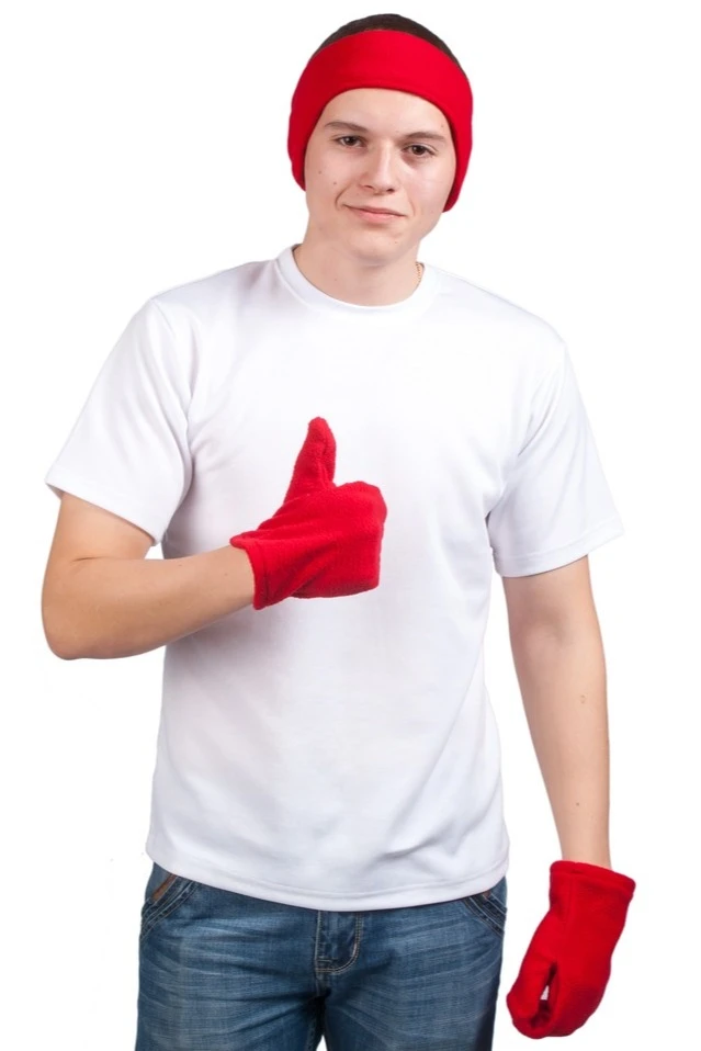 Варежки флисовые однослойные взрослые, однотонные красные#1 Варежки флисовые однослойные взрослые, однотонные красные#1