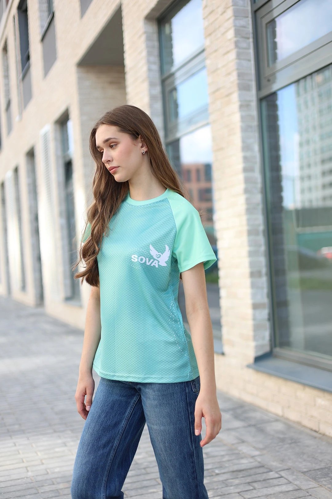 Футболка Спэйс женская из ложной сетки с полной запечаткой "Sova"#2