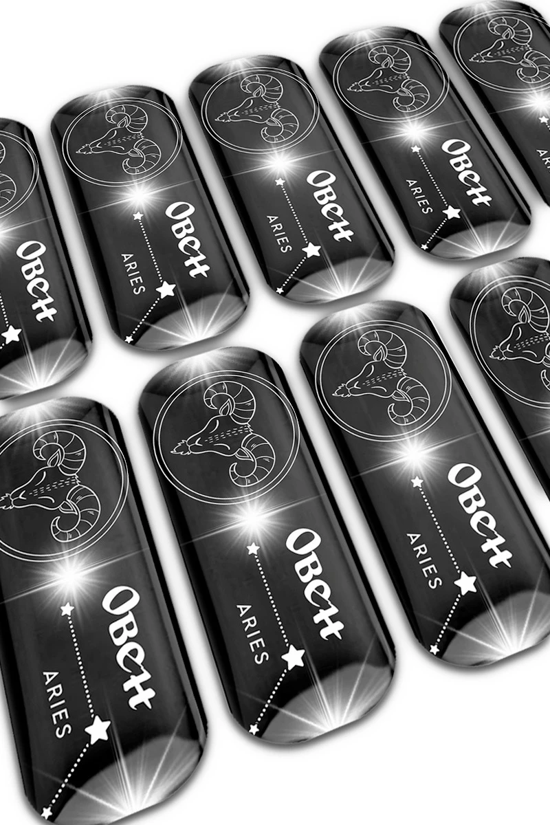 Купить наклейку заливную 2х5 см прямоугольник, с нанесением "Овен"