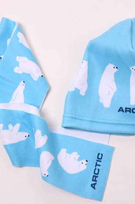 Шапка Лав флисовая однослойная детская, с полной запечаткой "Arctic"#4
