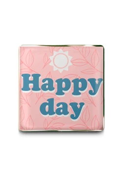 Купить значок заливной Квадрат 17х17 мм, с принтом "Happy day"