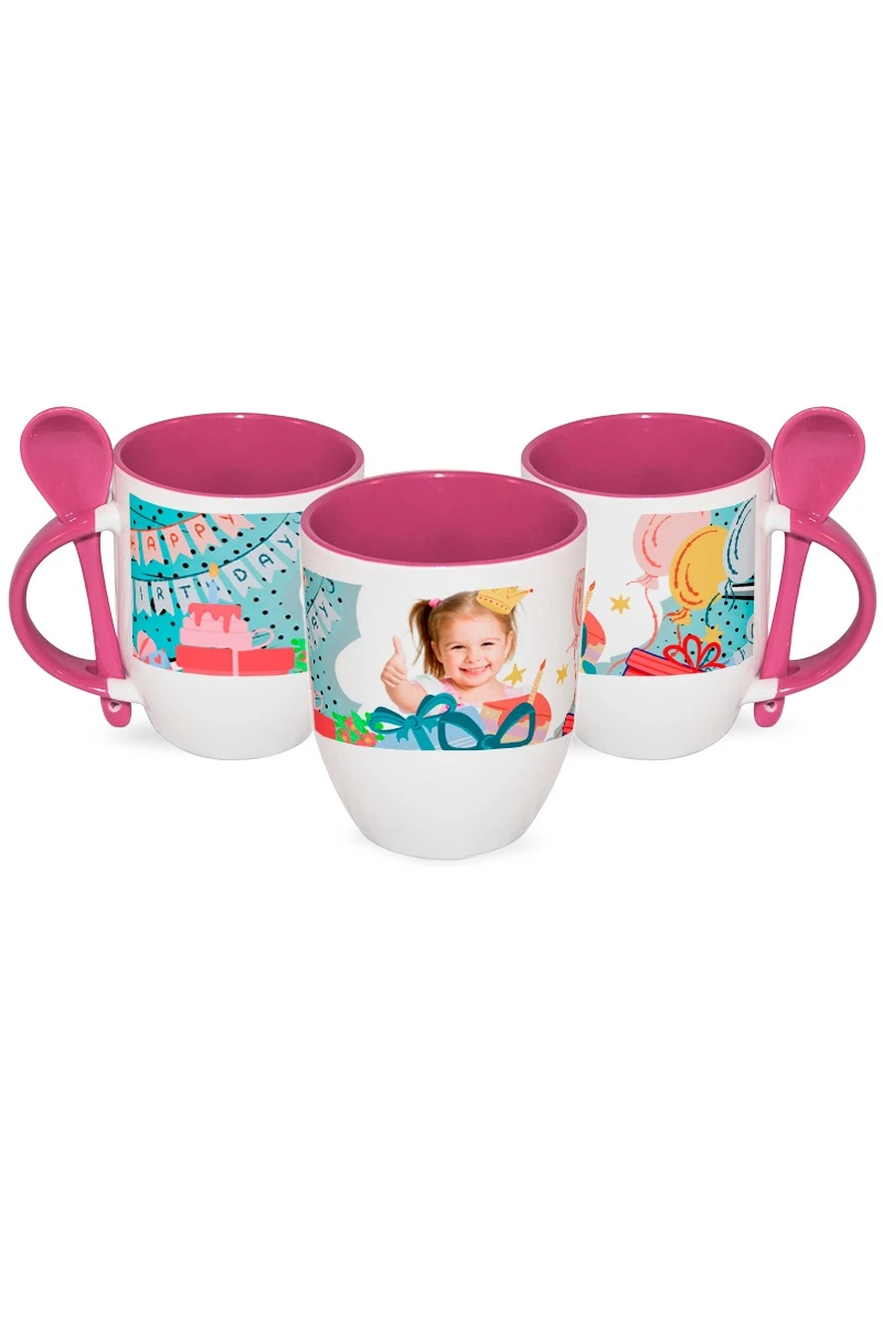 Купить кружку двухцветную с ложкой, с принтом "Happy birthday to you" Купить кружку двухцветную с ложкой, с принтом "Happy birthday to you"