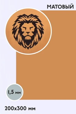 Купить пластик двухслойный матовый 200х300 мм 1,5 мм, золото/черный