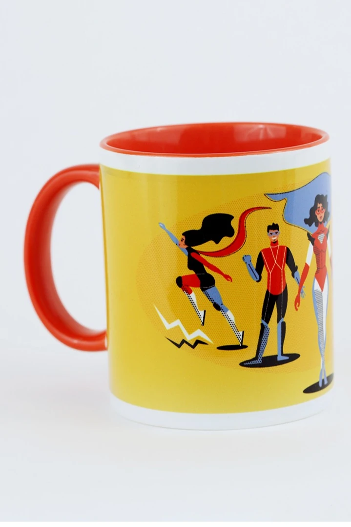 Кружка цветная внутри с цветной ручкой, с принтом "Heroes"#1