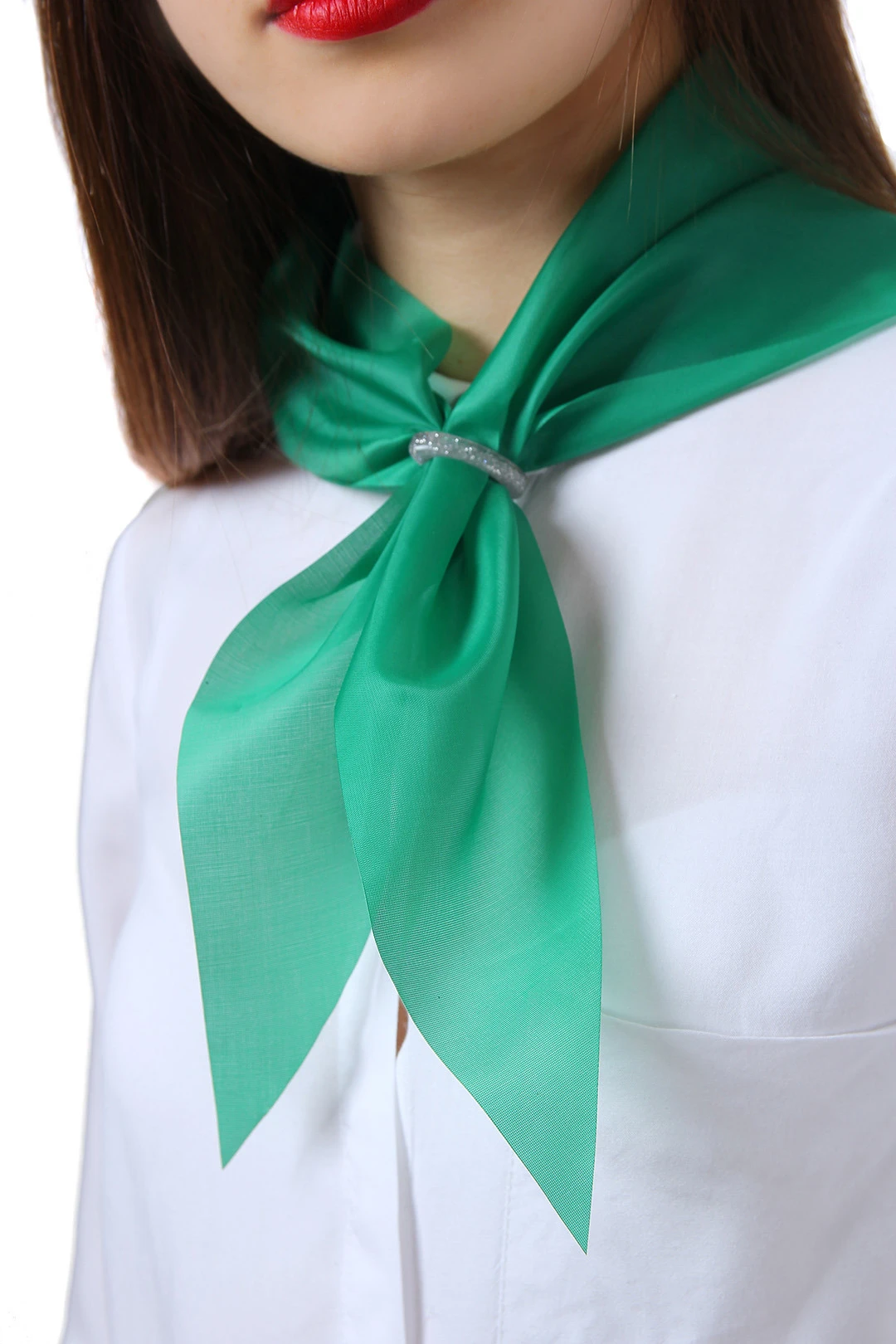 Косынка Лолла из шелка расцвечивания 60х60х90 см, однотонная зеленая#5